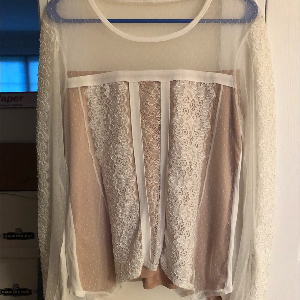 BCBG Maxazria “Addyson” Lace-Blocked Shirt